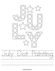 July Dot Painting Handwriting Sheet