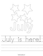 July is here Handwriting Sheet