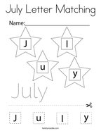 July Letter Matching Coloring Page