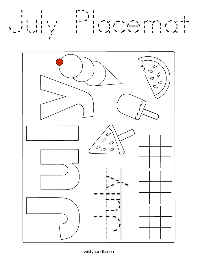 July Placemat Coloring Page