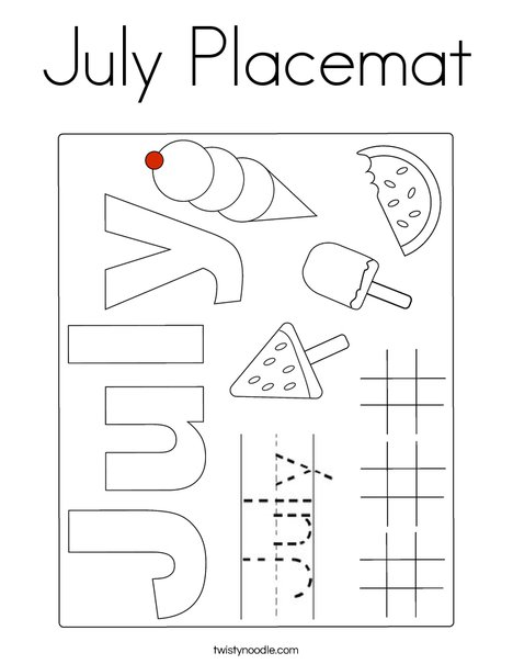 July Placemat Coloring Page