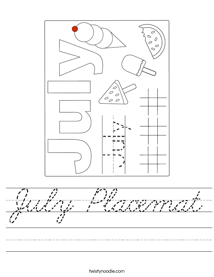 July Placemat Worksheet