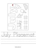 July Placemat Worksheet