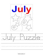 July Puzzle Handwriting Sheet