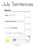 July Sentences Coloring Page
