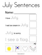 July Sentences Coloring Page