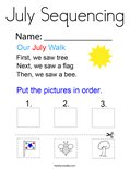 July Sequencing Coloring Page