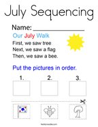 July Sequencing Coloring Page