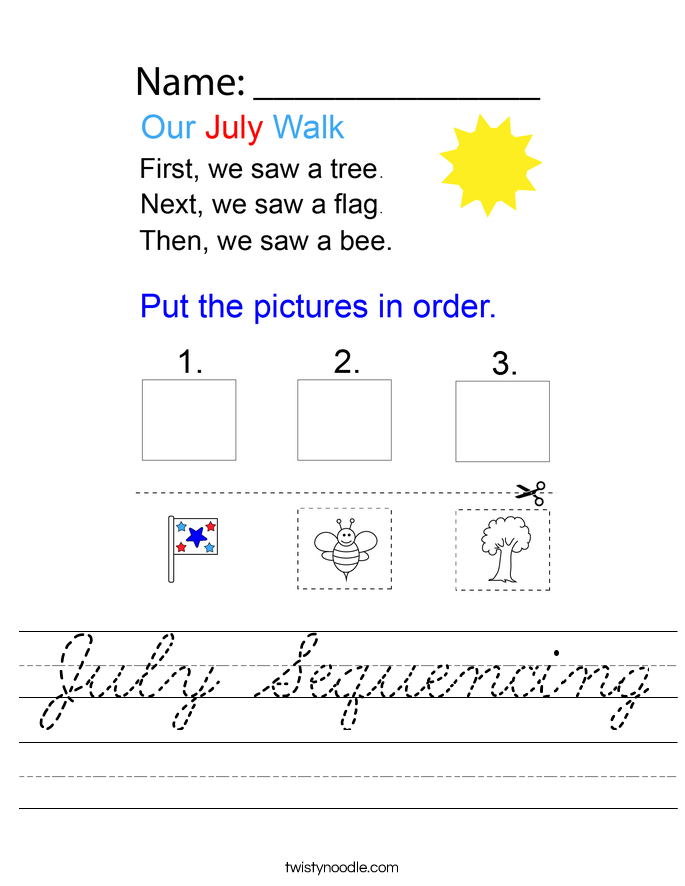 July Sequencing Worksheet