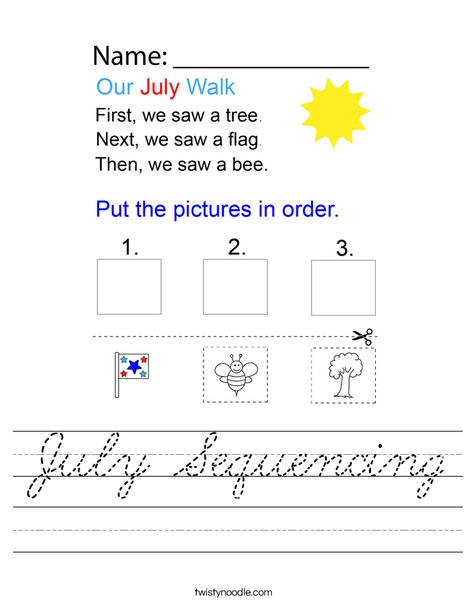 July Sequencing Worksheet