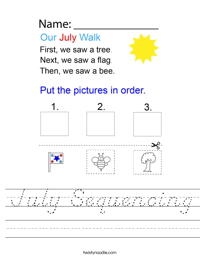 July Sequencing Worksheet