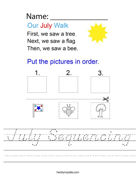July Sequencing Worksheet