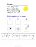 July Sequencing Worksheet