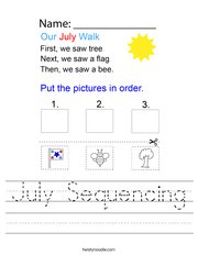 July Sequencing Handwriting Sheet
