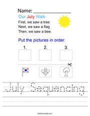 July Sequencing Handwriting Sheet