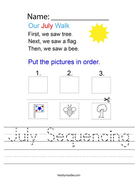 July Sequencing Worksheet
