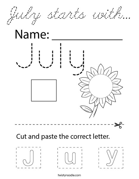 July starts with... Coloring Page