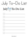 July To-Do List Coloring Page