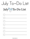 July To-Do List Coloring Page