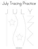 July Tracing Practice Coloring Page