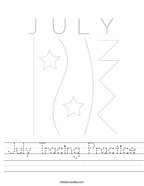 July Tracing Practice Handwriting Sheet