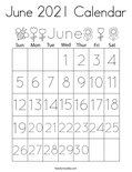 June 2021 Calendar Coloring Page