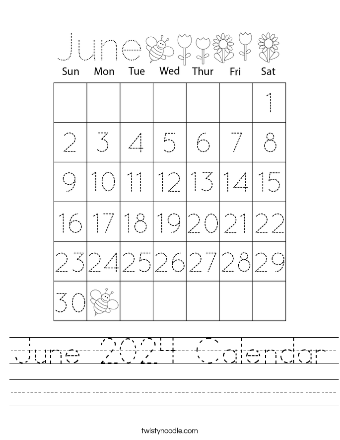 June 2024 Calendar Worksheet