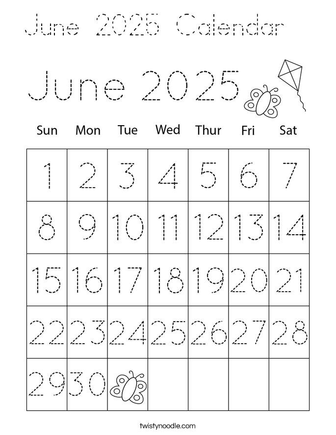 June 2025 Calendar   Coloring Page