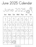 June 2025 Calendar   Coloring Page