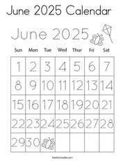 June 2025 Calendar   Coloring Page