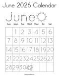 June 2026 Calendar Coloring Page
