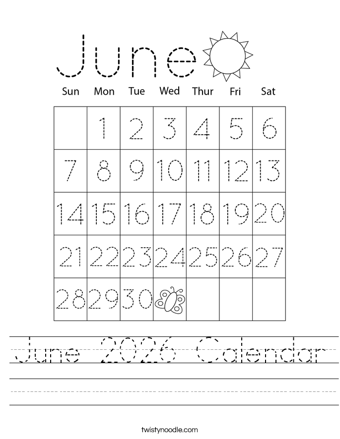June 2026 Calendar Worksheet