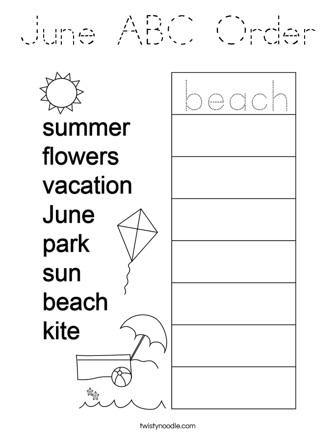 June ABC Order Coloring Page