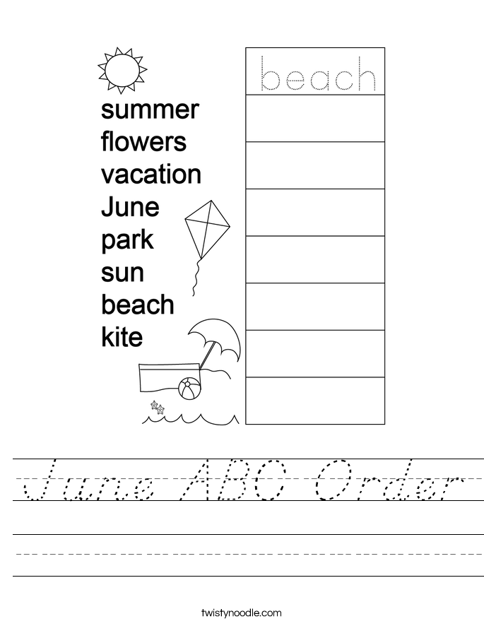June ABC Order Worksheet