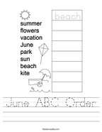 June ABC Order Handwriting Sheet