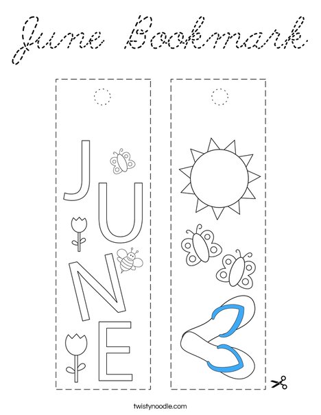 June Bookmark Coloring Page