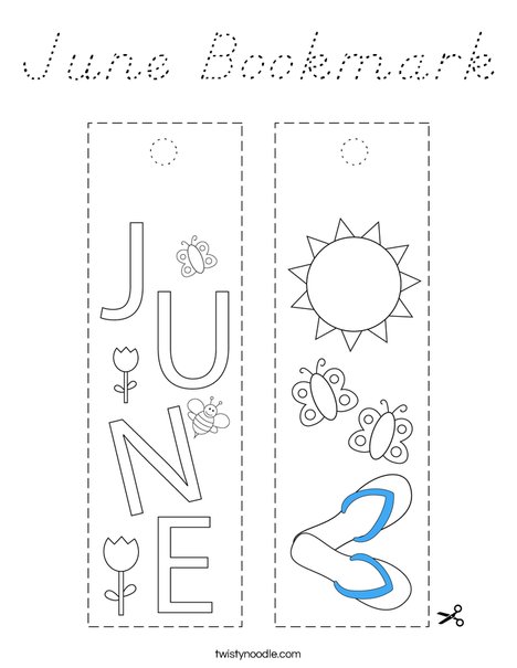 June Bookmark Coloring Page