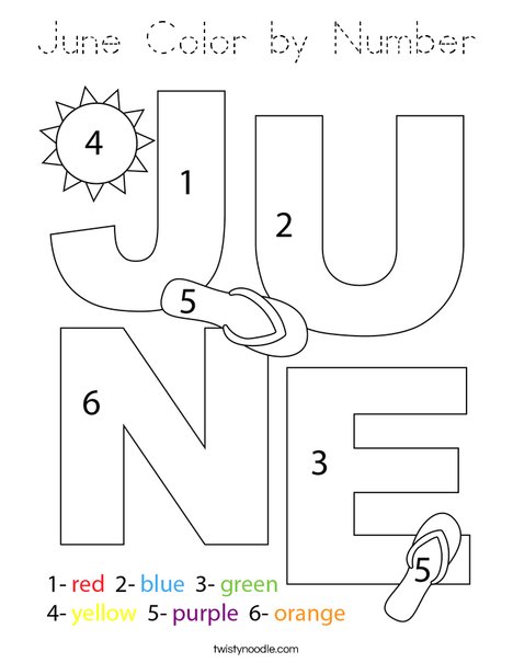 June Color by Number Coloring Page