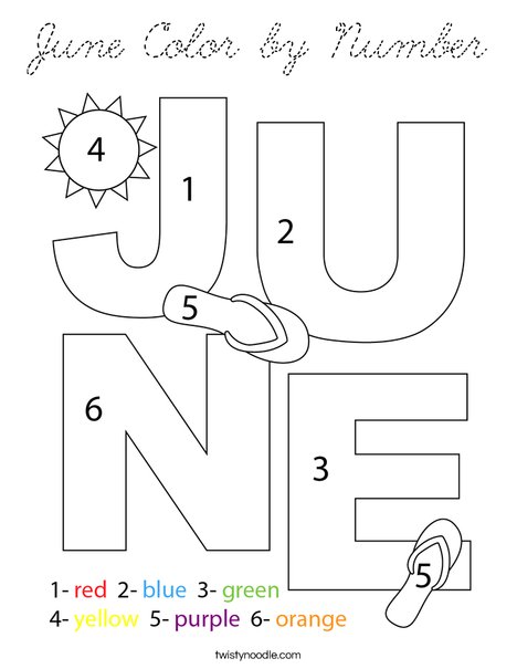 June Color by Number Coloring Page