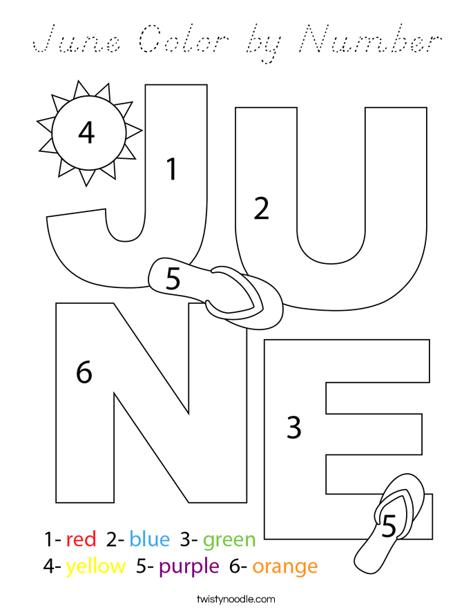 June Color by Number Coloring Page