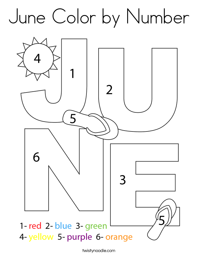 June Color by Number Coloring Page