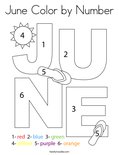 June Color by Number Coloring Page