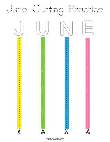 June Cutting Practice Coloring Page