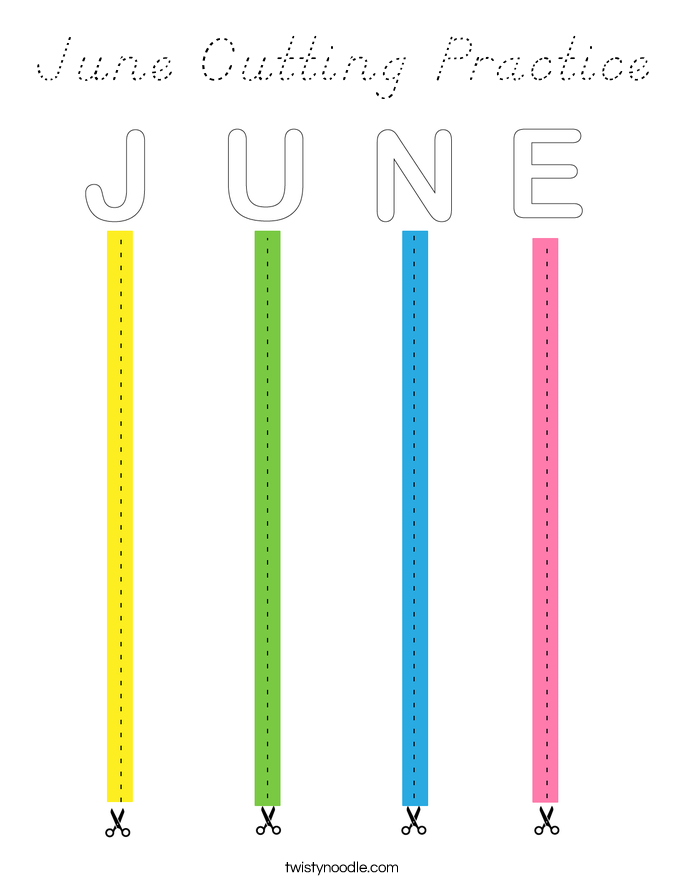 June Cutting Practice Coloring Page