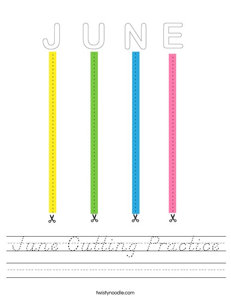 June Cutting Practice Worksheet