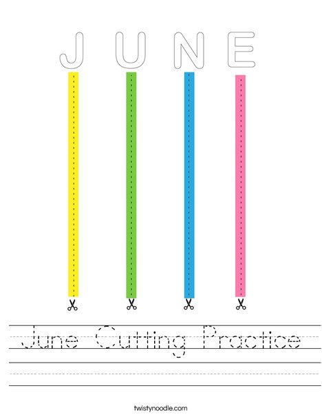 June Cutting Practice Worksheet