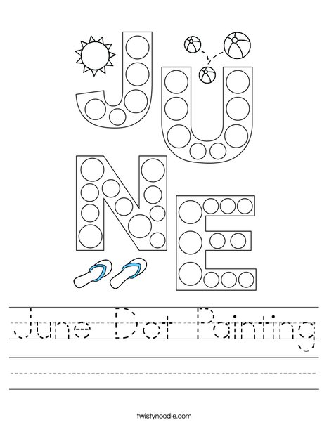 June Dot Painting Worksheet
