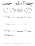 June- Hello Friday Coloring Page