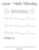 June- Hello Monday Coloring Page
