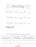 June- Hello Monday Worksheet
